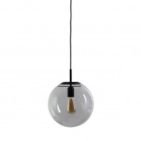 Oriel Lighting-Newton.30 Matt Black & Brushed Brass and Clear Glass Pendant